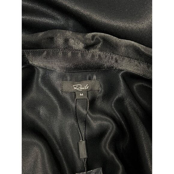 Rails Nissa Black Long Sleeve Blouse Rayon Women Size Medium M Cross Front New - Picture 7 of 10
